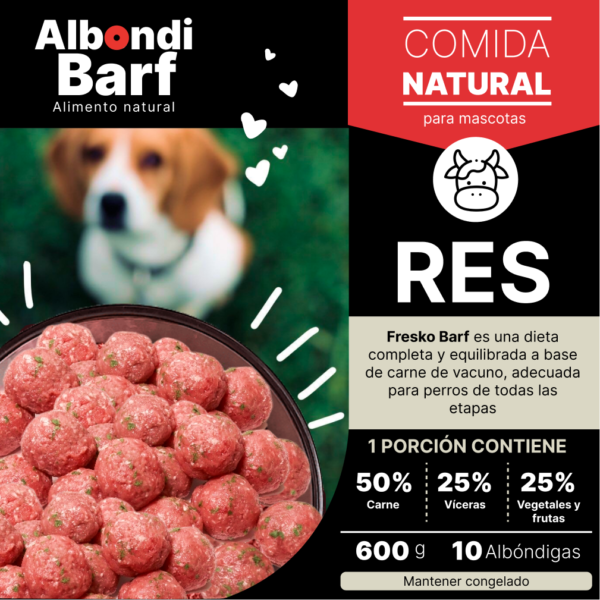 Comida Barf de res - Albóndigas de res marca albondibarf